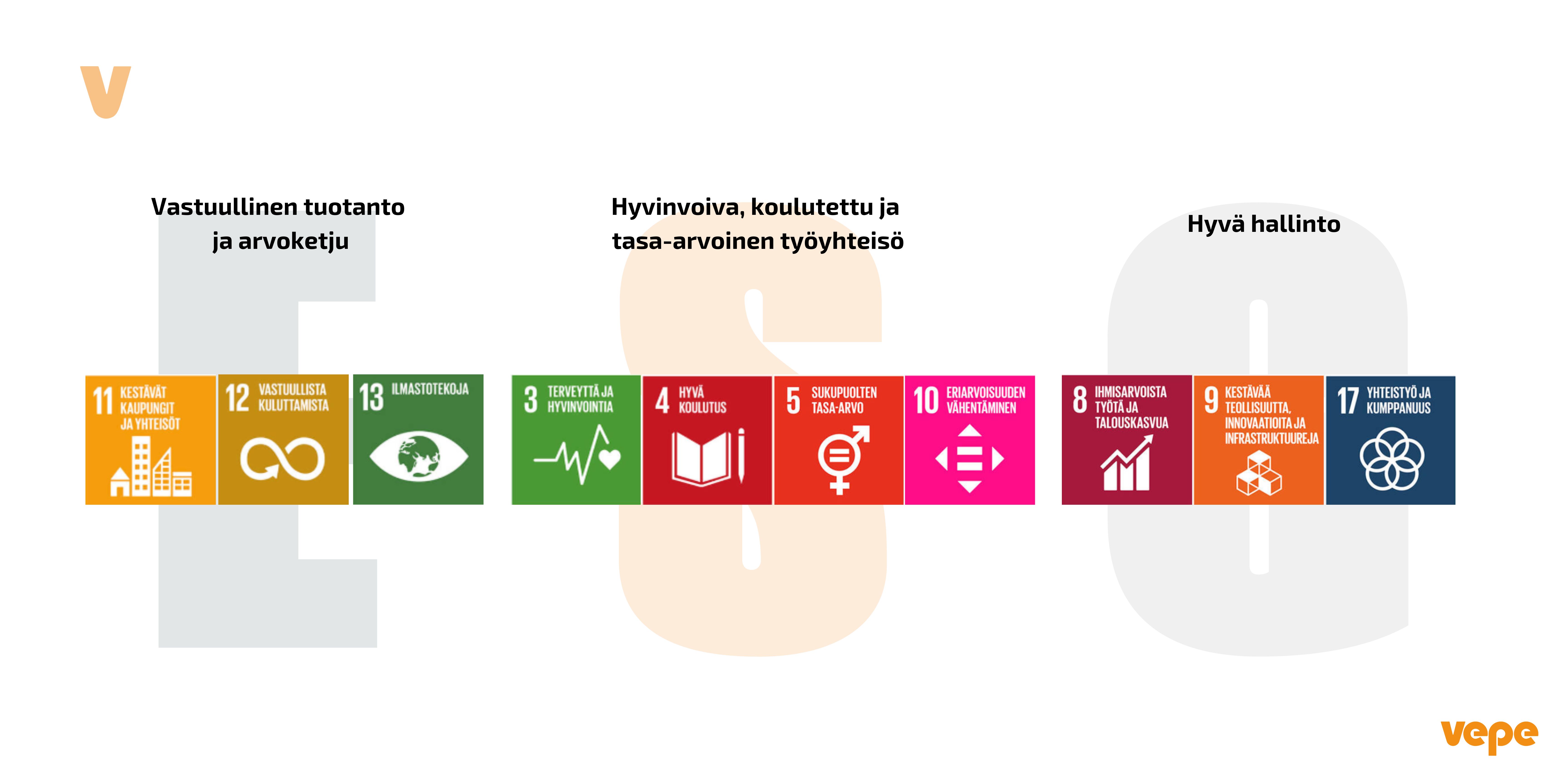 Vepen kestävän kehityksen ohjelma, valitut alitavoitteet YK:n 2030 agenda